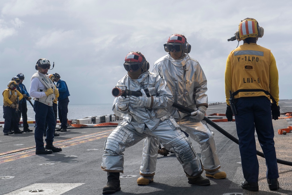 USS America (LHA 6) Conducts Flight Deck Drills