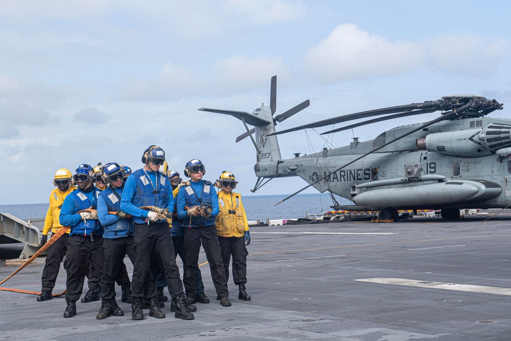 USS America (LHA 6) Conducts Flight Deck Drills