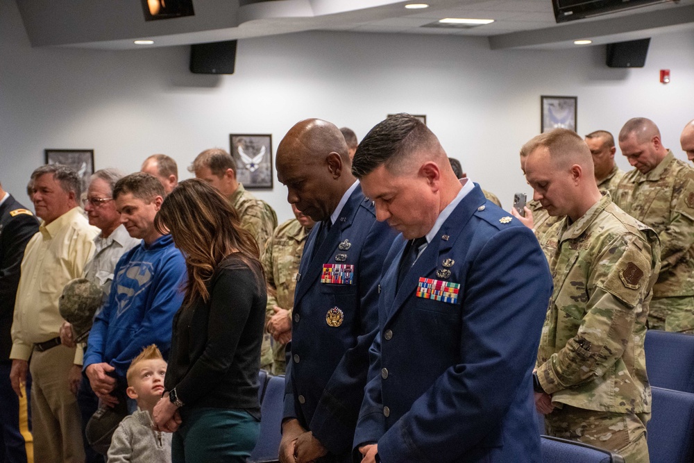 THE INVOCATION: Invocation at Maj. Robert Kolvet's promotion ceremony