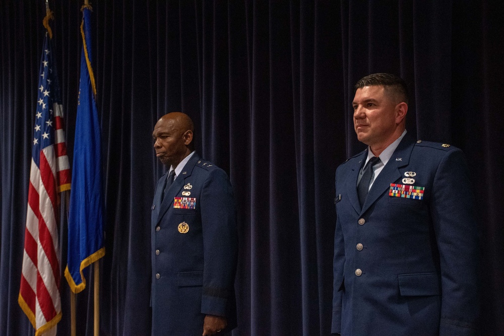 THE PROMOTION: Maj. Gen. Ondra Berry, the Adjutant General for the State of Nevada, promotes Maj. Robert Kolvet to Lieutenant Colonel
