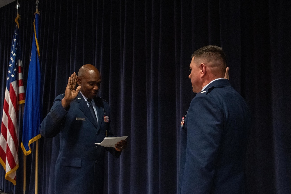 THE OATH: Maj. Gen. Ondra Berry, the Adjutant General for the State of Nevada, re-administers the Oath of Office