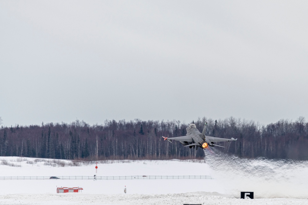Fighting Falcons take off during AE22