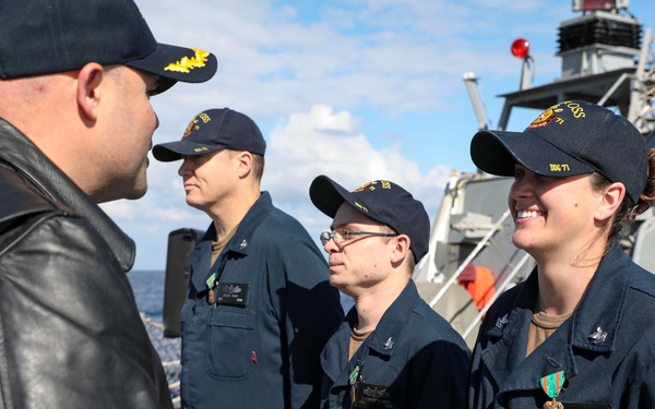 USS Ross Sailors receive awards and meritorious advancements