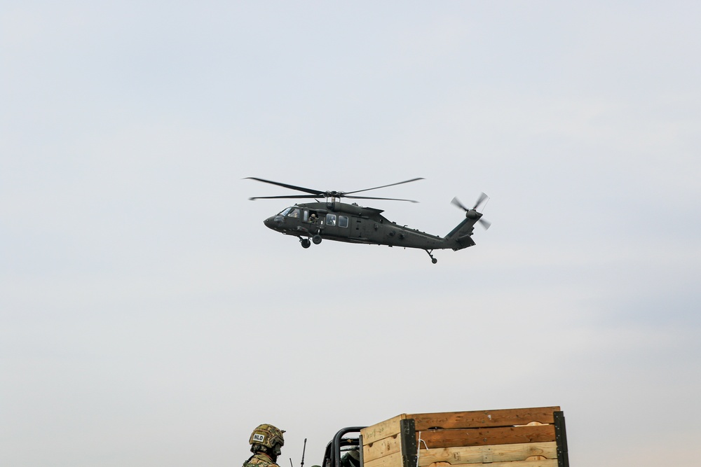 3rd Battalion, 227th Aviation Regiment plans and conducts sling load and air assault operations with the Royal Netherlands 11th Infantry Brigade during Rapid Falcon 2022