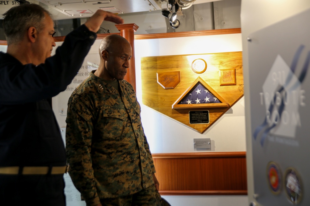 Lt. Gen. Langley and Sgt. Maj. Pritchard tour the USS Arlington (LSP 24)