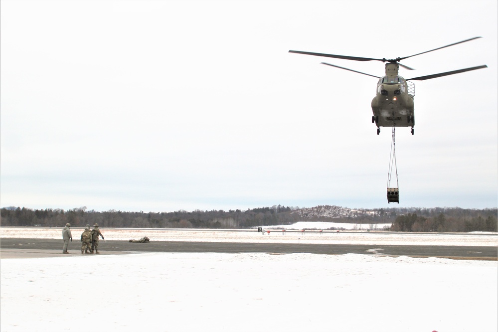 CH-47 aircrew, 89B ASC students conduct sling-load training at Fort McCoy