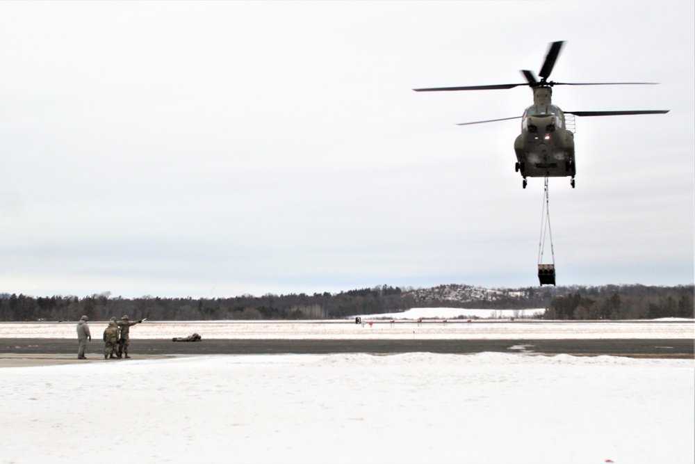 CH-47 aircrew, 89B ASC students conduct sling-load training at Fort McCoy