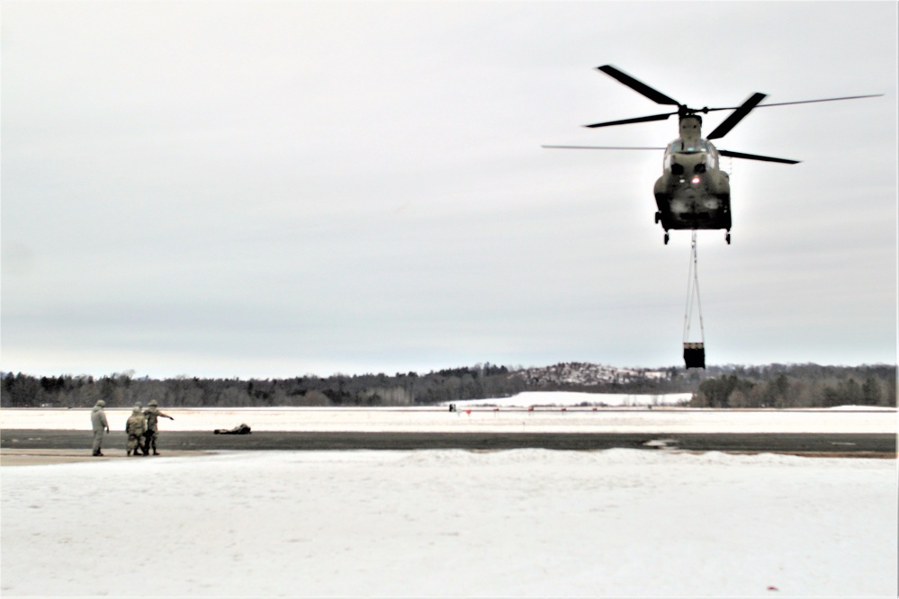 CH-47 aircrew, 89B ASC students conduct sling-load training at Fort McCoy