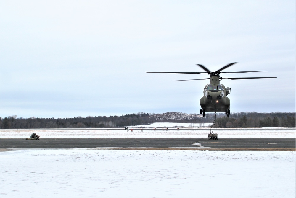 CH-47 aircrew, 89B ASC students conduct sling-load training at Fort McCoy