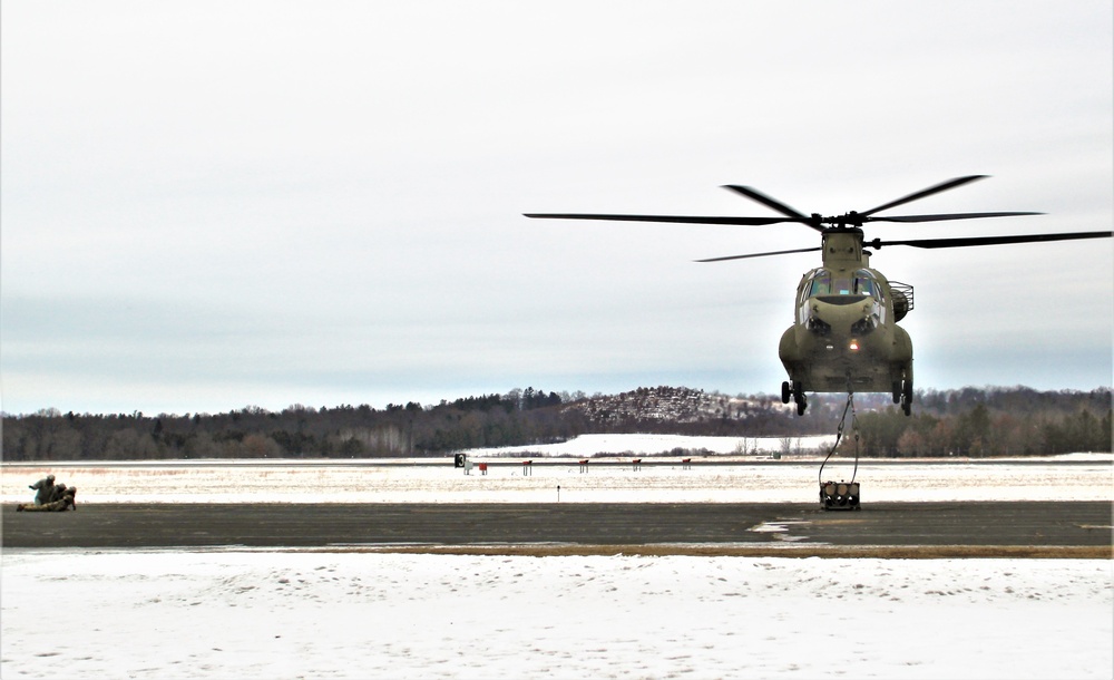 CH-47 aircrew, 89B ASC students conduct sling-load training at Fort McCoy