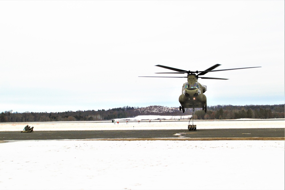 CH-47 aircrew, 89B ASC students conduct sling-load training at Fort McCoy
