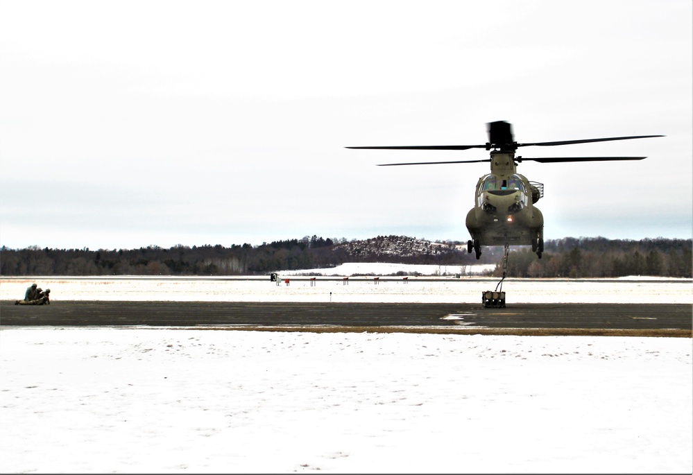 CH-47 aircrew, 89B ASC students conduct sling-load training at Fort McCoy