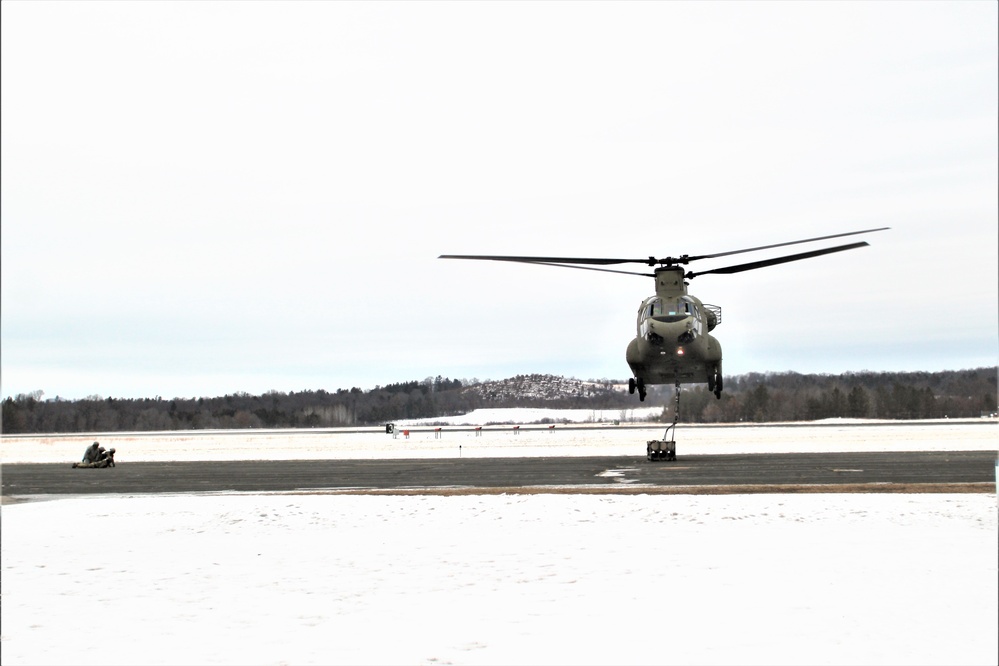 CH-47 aircrew, 89B ASC students conduct sling-load training at Fort McCoy