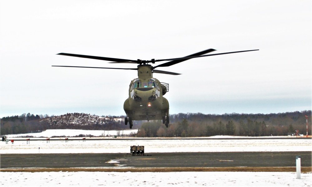 CH-47 aircrew, 89B ASC students conduct sling-load training at Fort McCoy