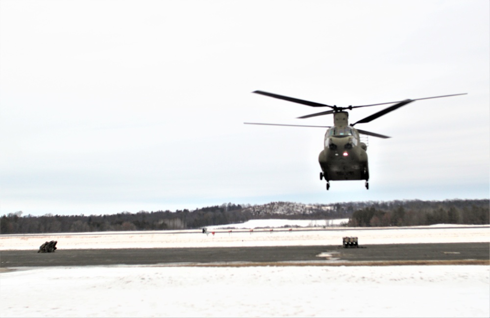 CH-47 aircrew, 89B ASC students conduct sling-load training at Fort McCoy