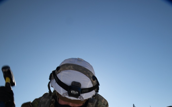 The setup of a ten person arctic tent