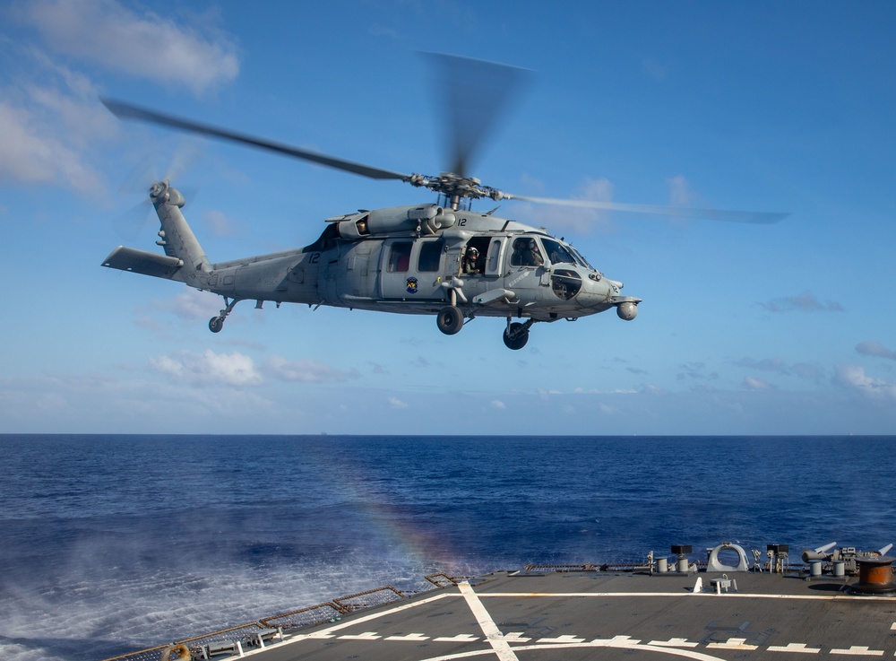 MH-60S Sea Hawk Takes off from USS Milius (DDG 69)