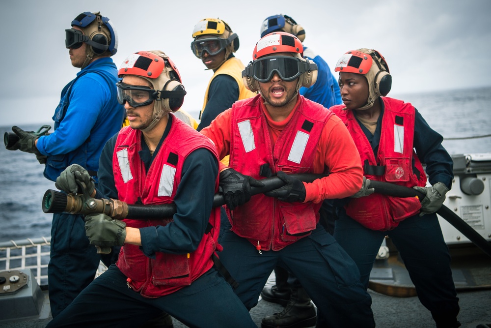 USS Momsen Aircraft Firefighting Drill