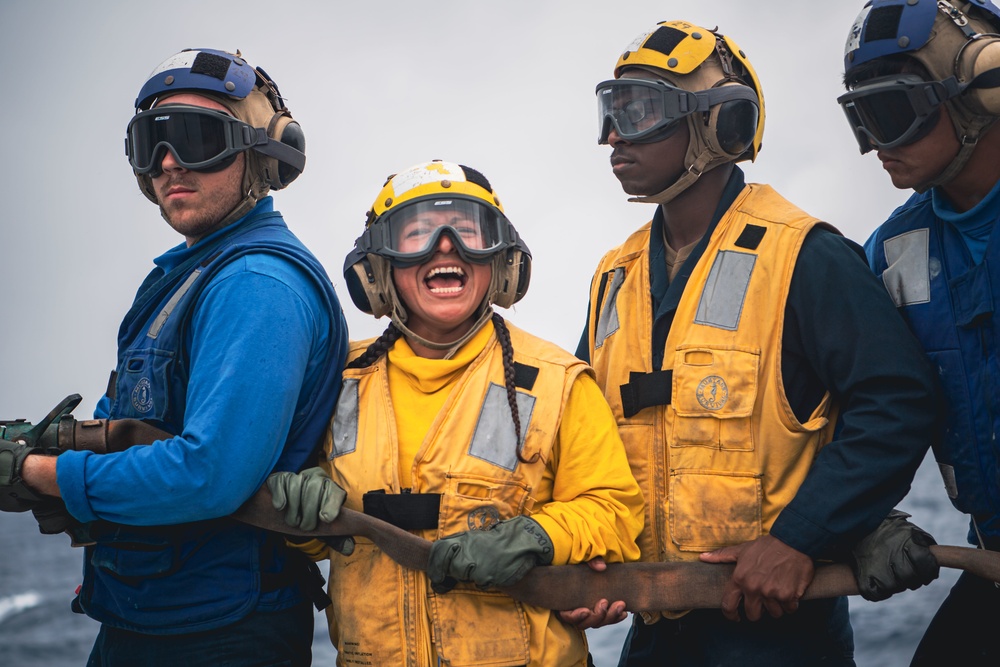 USS Momsen Aircraft Firefighting Drill