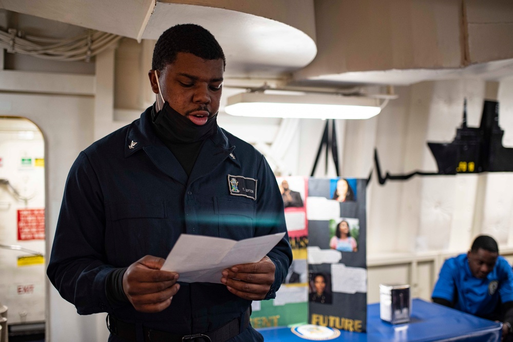 Black History Month Presentation aboard USS New Orleans Feb., 2022