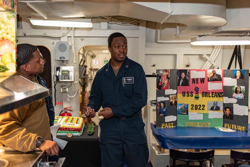 Black History Month Presentation aboard USS New Orleans Feb., 2022