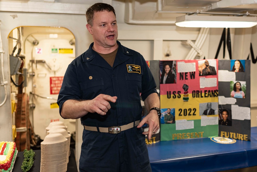 Black History Month Presentation aboard USS New Orleans Feb., 2022