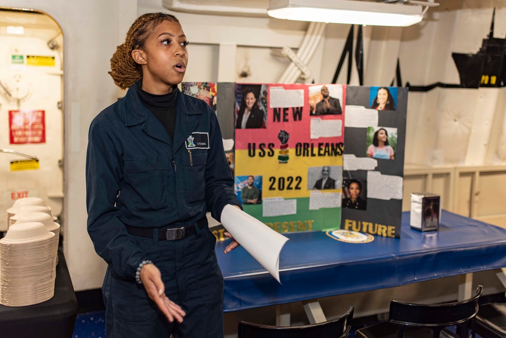 Black History Month Presentation aboard USS New Orleans Feb., 2022