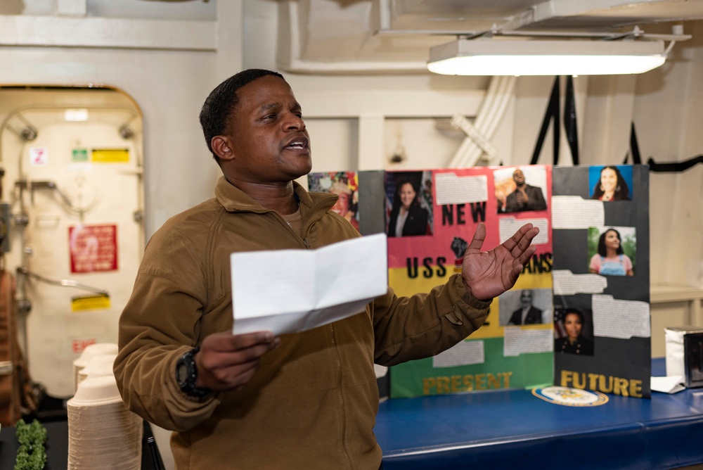 Black History Month Presentation aboard USS New Orleans Feb., 2022