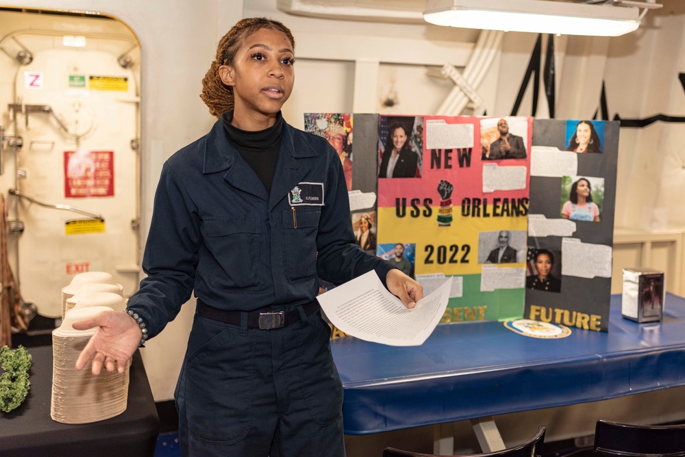 Black History Month Presentation aboard USS New Orleans Feb., 2022