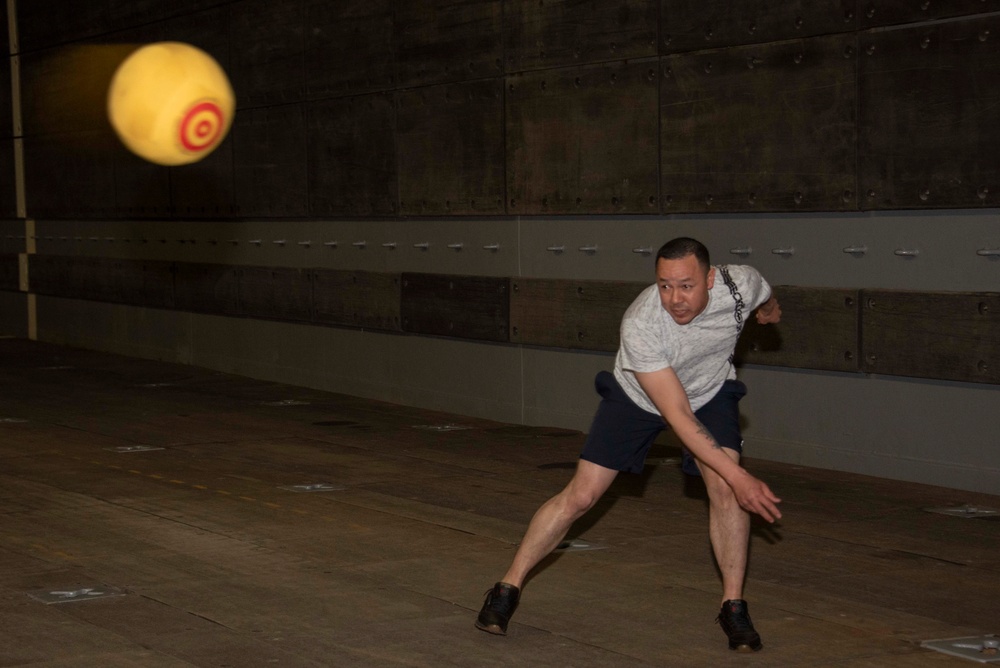 Dodgeball Tournament Aboard USS New Orleans Feb., 2022