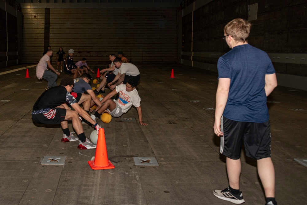 Dodgeball Tournament Aboard USS New Orleans Feb., 2022