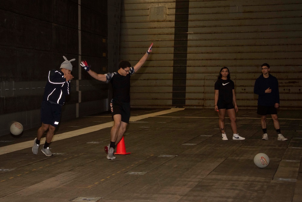 Dodgeball Tournament Aboard USS New Orleans Feb., 2022