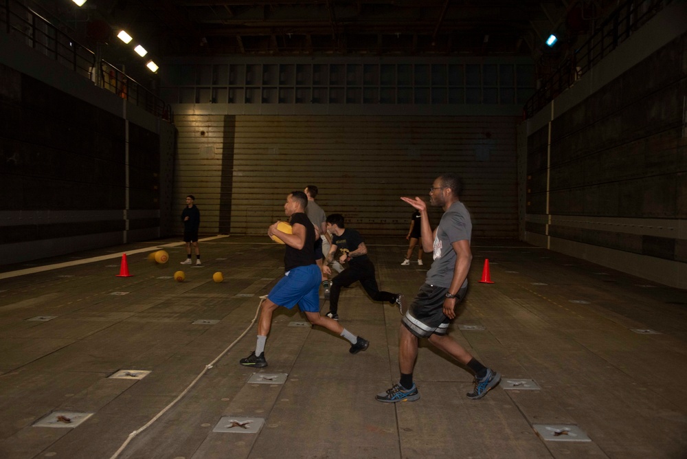 Dodgeball Tournament Aboard USS New Orleans Feb., 2022