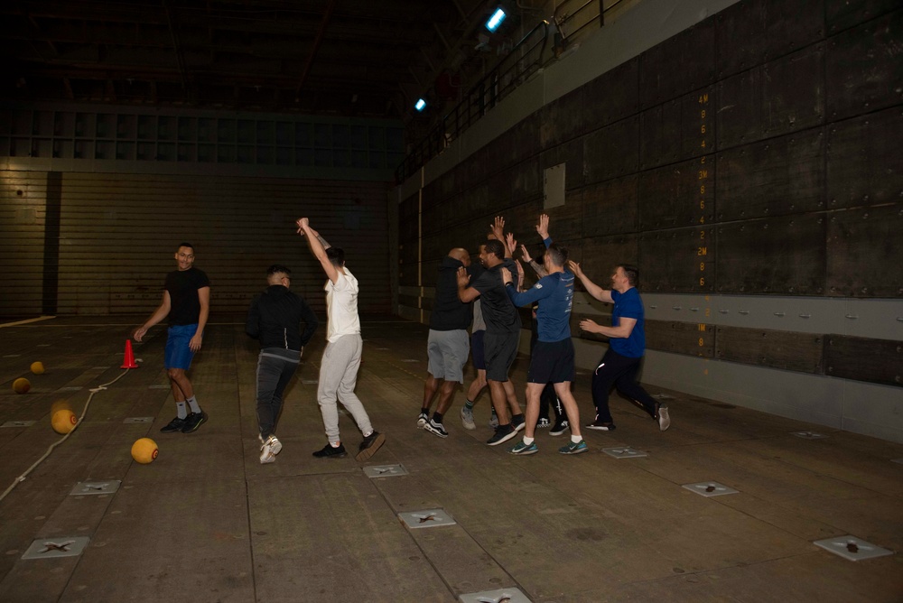 Dodgeball Tournament Aboard USS New Orleans Feb., 2022