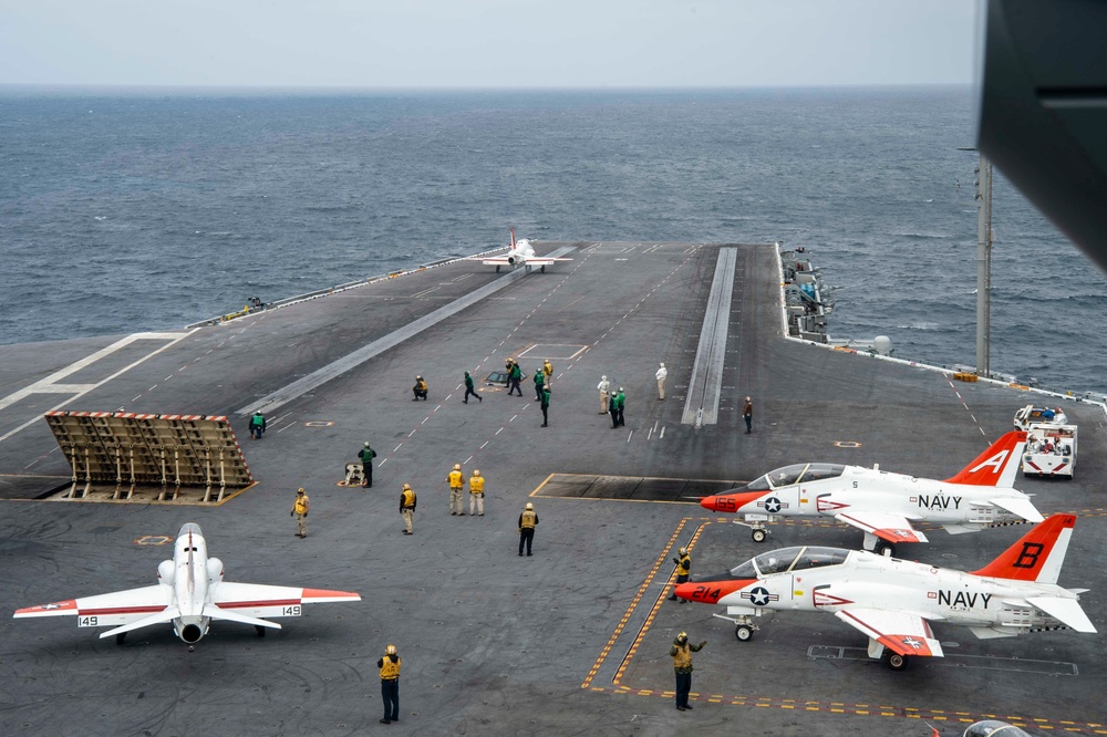 A T-45C Goshhawk Launches Off The Flight Deck