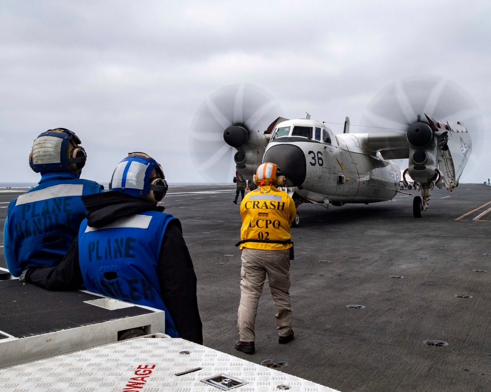 A C-2 Greyhound Taxis On Flight Deck