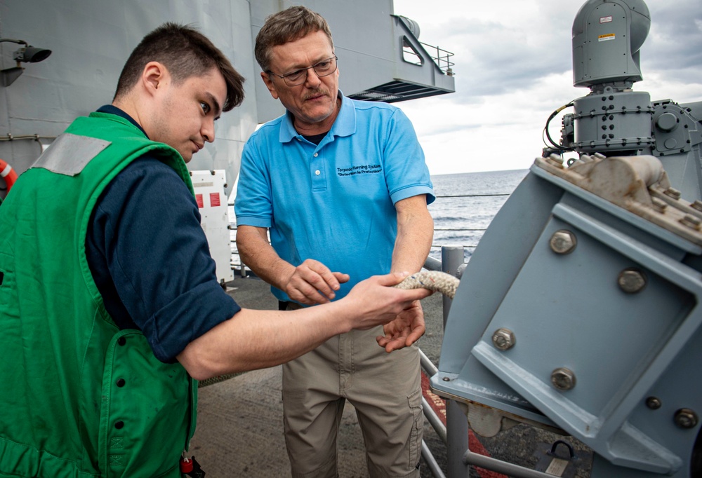 USS George H.W. Bush Sailors Conduct a TWS Stream