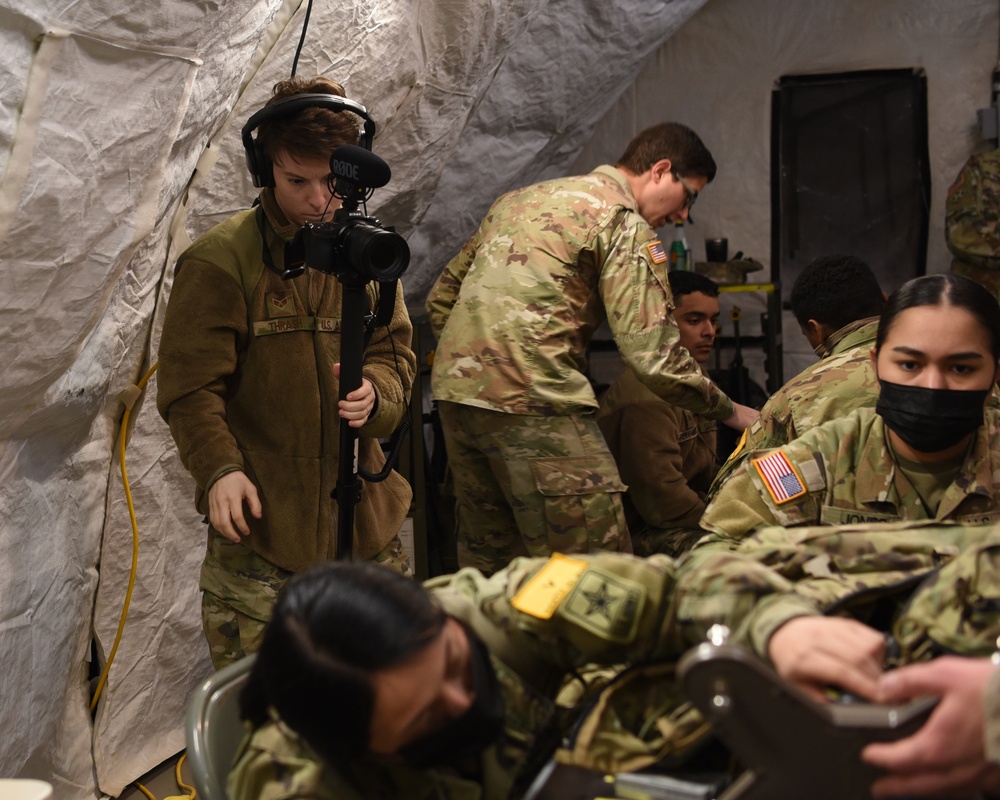 Senior Airman Ashley Thrash films training exercise