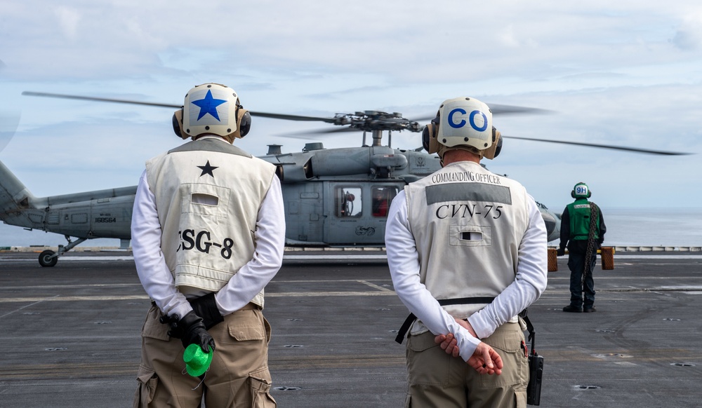 The Harry S. Truman Carrier Strike Group is on a scheduled deployment in the U.S. Sixth Fleet area of operations in support of naval operations to maintain maritime stability and security.