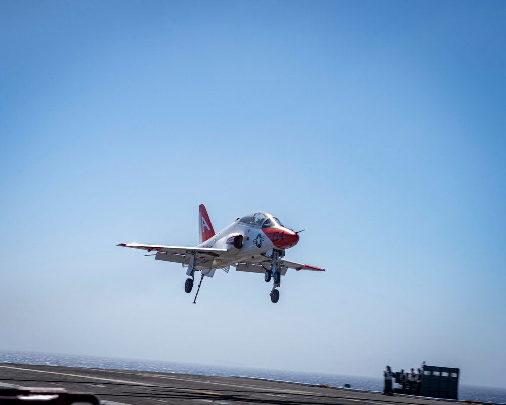 A T-45C Goshawk Approaches The Flight Deck