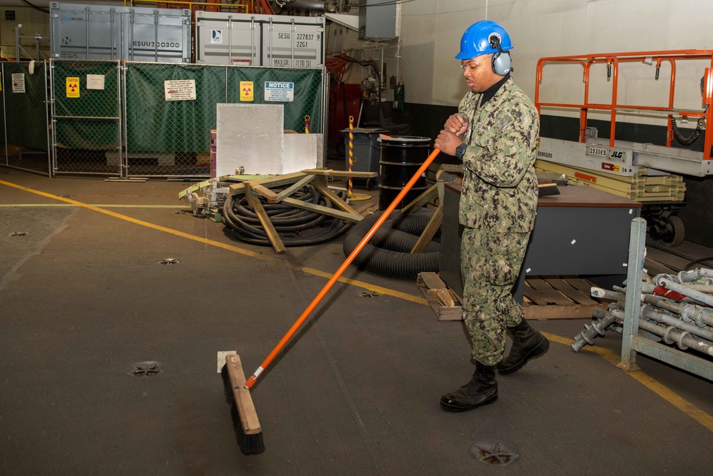 Sailor cleans