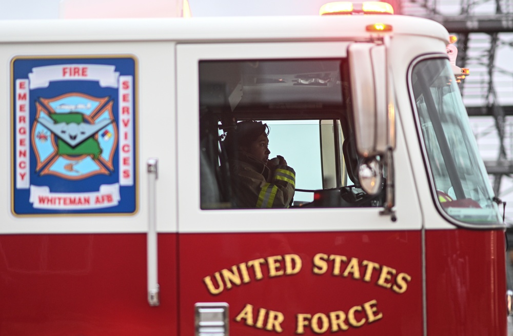 The lone female firefighter at Whiteman Air Force Base