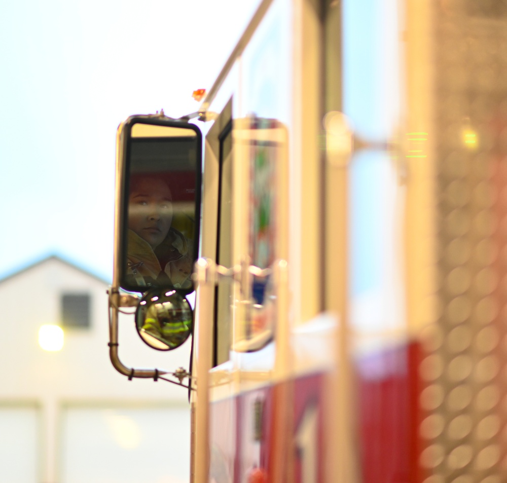 The lone female firefighter at Whiteman Air Force Base