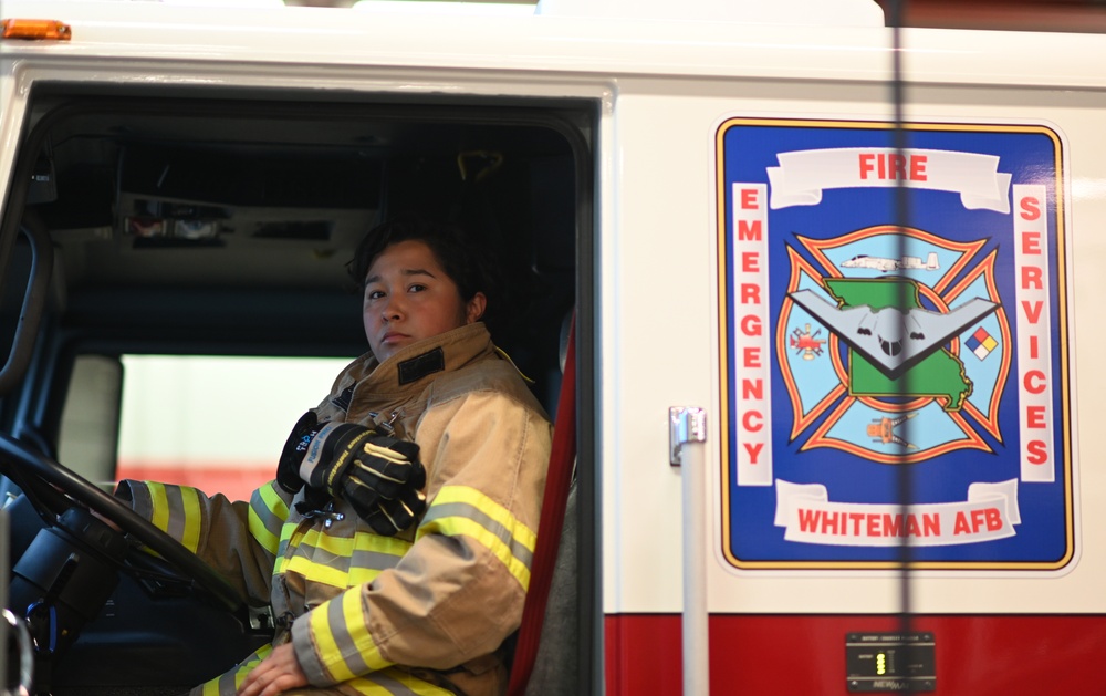 The lone female firefighter at Whiteman Air Force Base