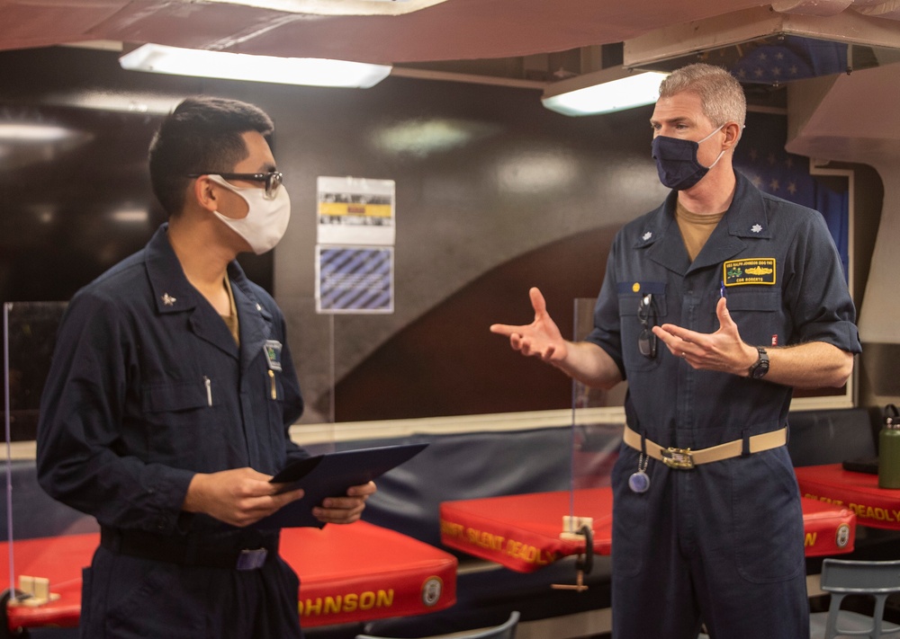 A Sailor is Frocked Aboard USS Ralph Johnson (DDG 114)