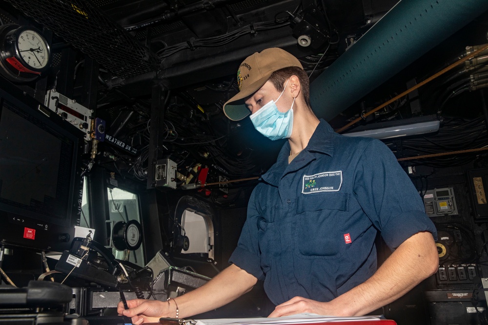 Sailors Stand Watch Aboard USS Ralph Johnson (DDG 114)