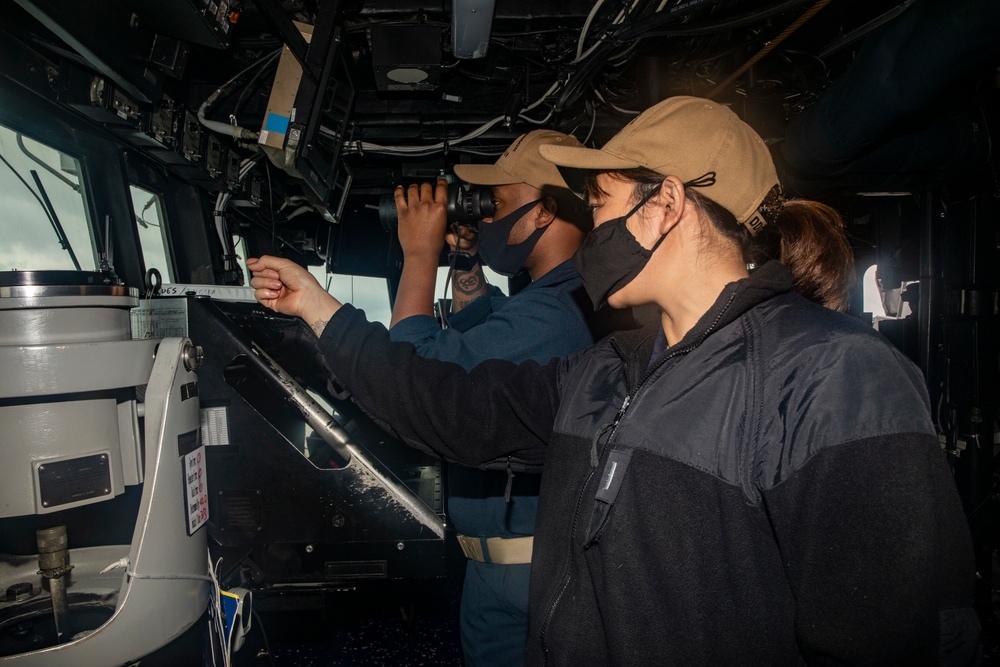 Sailors Stand Watch Aboard USS Ralph Johnson (DDG 114)