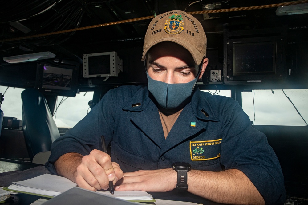 Sailors Stand Watch Aboard USS Ralph Johnson (DDG 114)