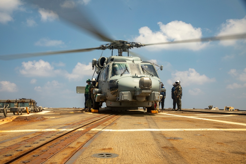 Sailors Conduct Flight Operations Aboard USS Ralph Johnson (DDG 114)