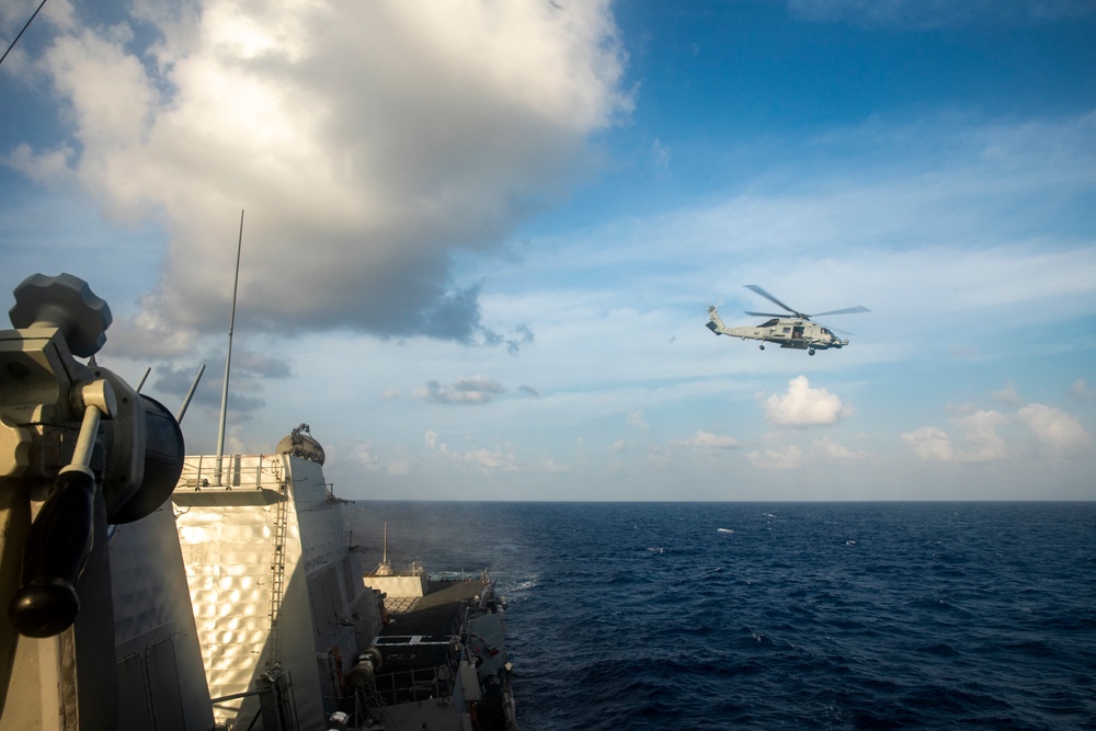 The Helicopter Maritime Strike Squadron (HSM) -51 Conducts Flight Operations Aboard USS Ralph Johnson (DDG 114)